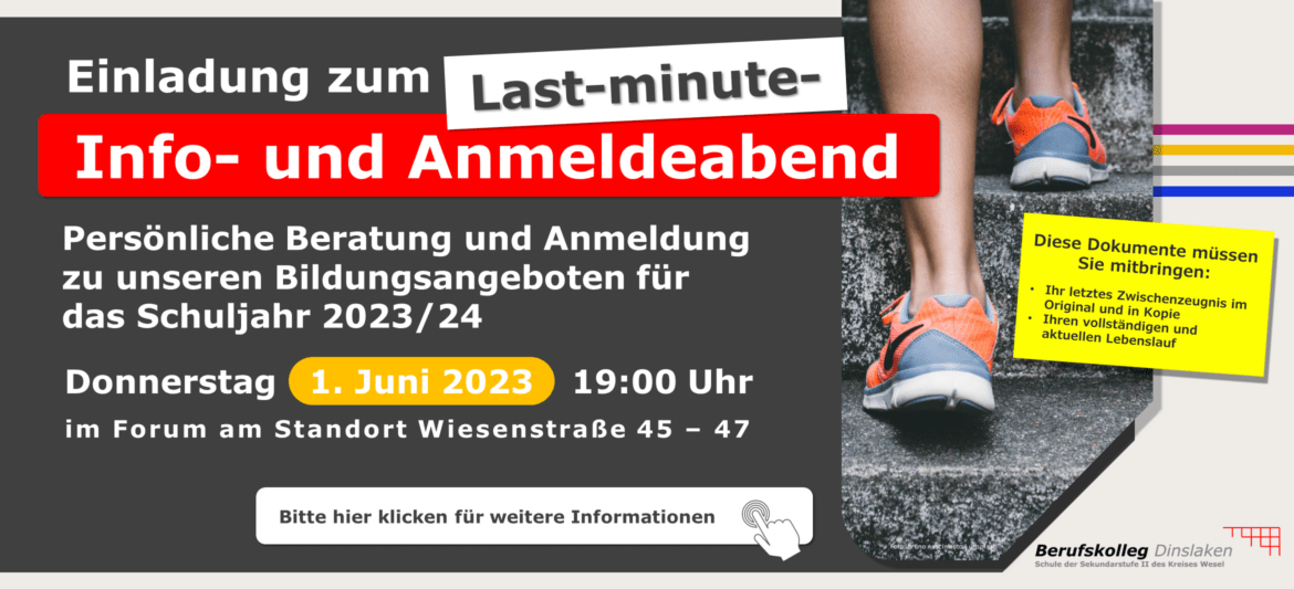 Schuljahr 2023/24: Keine Anmeldung ohne Beratung. Terminvorschau